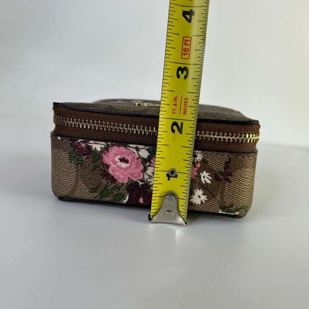 Coach Boxed Large Jewelry Box Brown Floral Signature Canvas Excellent